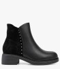 Μαύρα ankle boots με suede λεπτομέρειες και ασημί τρουκς