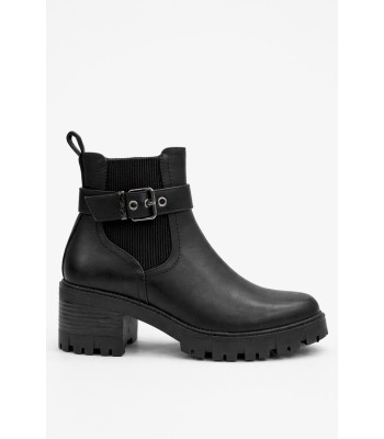 Μαύρο ankle boot με χοντρό τακούνι και chunky σόλα