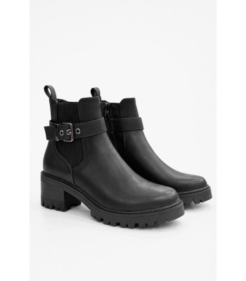 Μαύρο ankle boot με χοντρό τακούνι και chunky σόλα