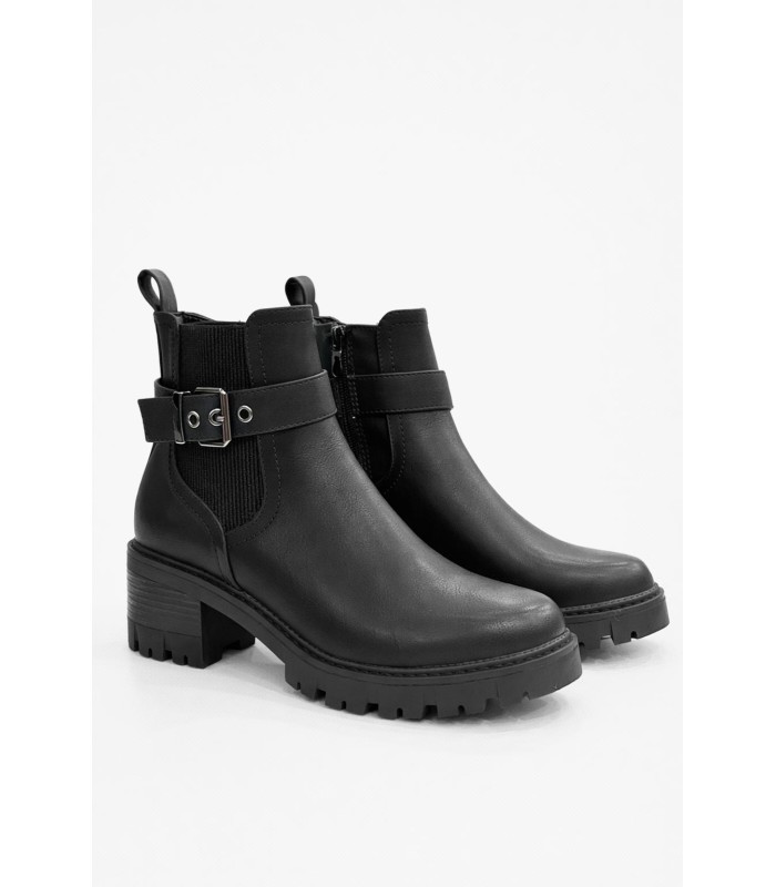 Μαύρο ankle boot με χοντρό τακούνι και chunky σόλα