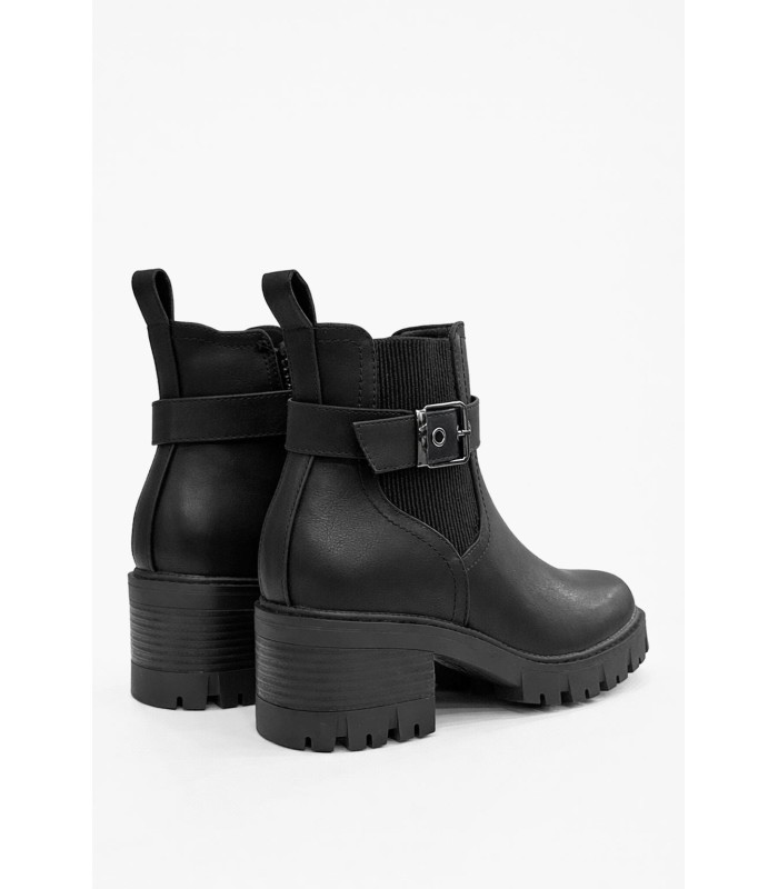 Μαύρο ankle boot με χοντρό τακούνι και chunky σόλα