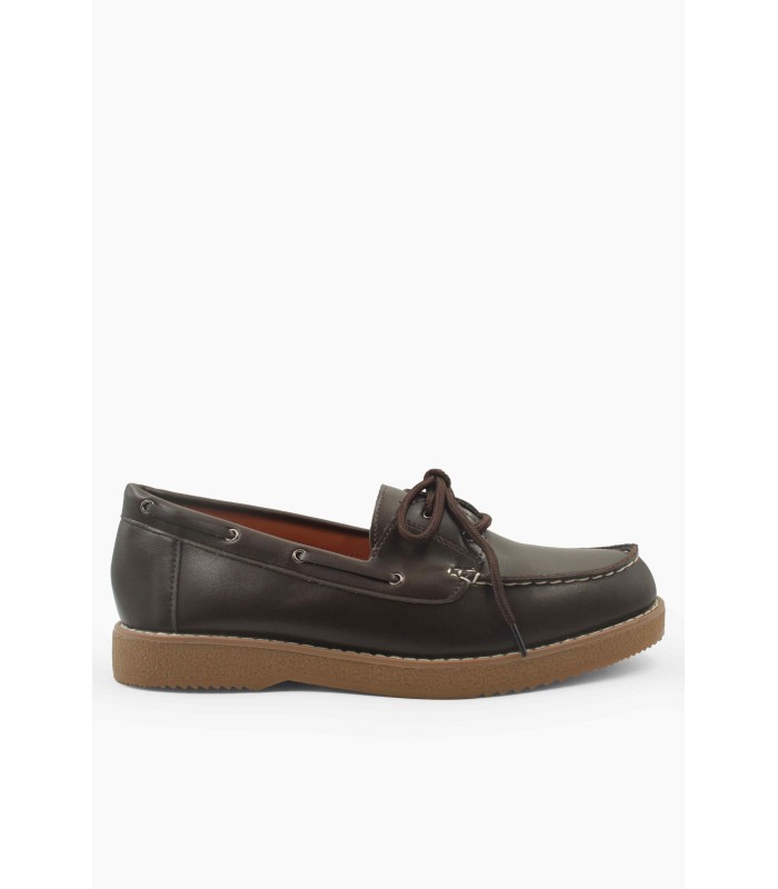 Καφέ loafer με κορδόνια και καφέ σόλα