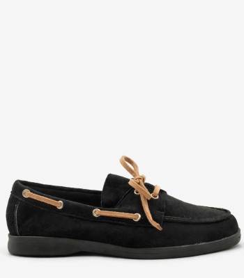 Μαύρο loafer με καφέ κορδόνια 