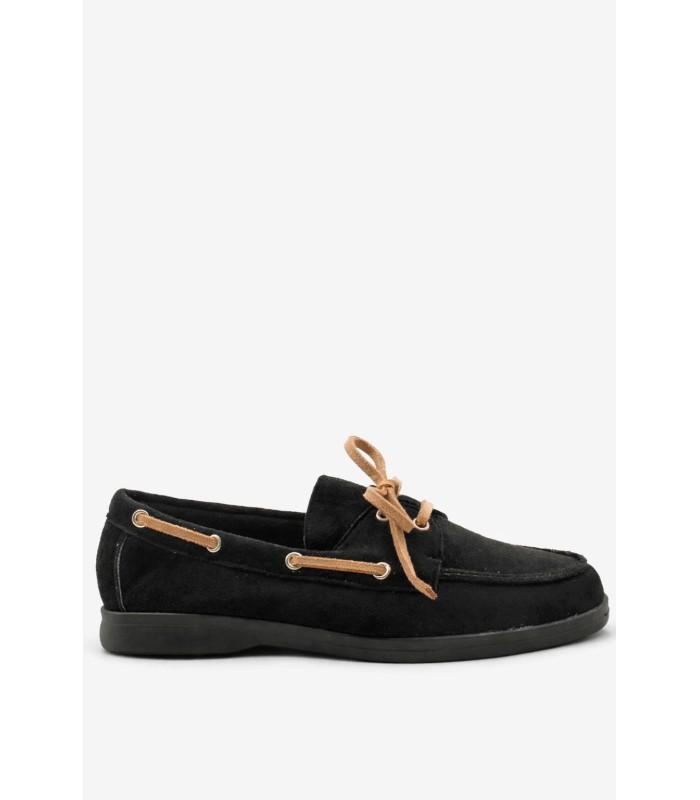 Μαύρο loafer με καφέ κορδόνια 