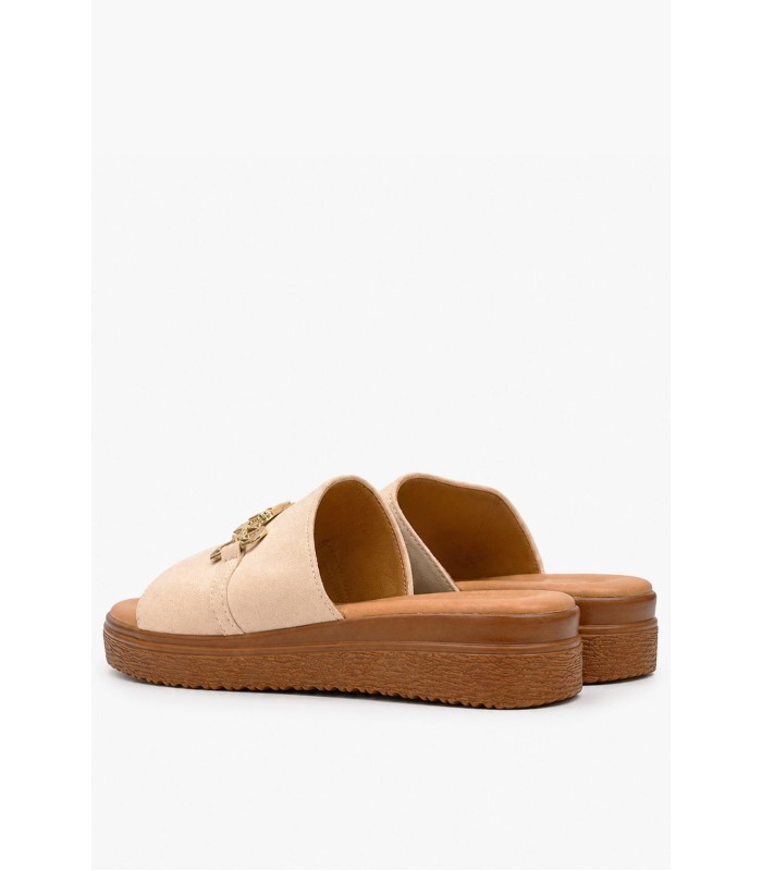 Μπεζ flatform με χρυσό διακοσμητικό και ανατομικό πάτο