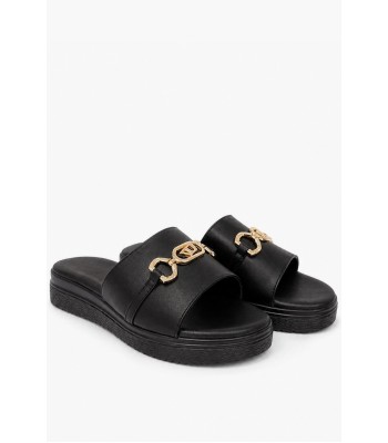 Μαύρα flatform με χρυσό διακοσμητικό