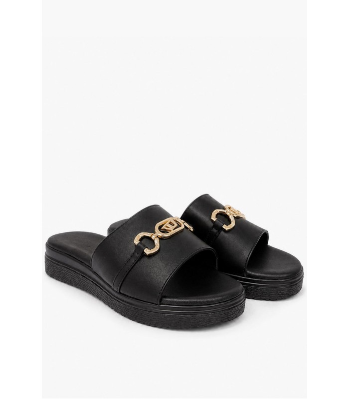 Μαύρα flatform με χρυσό διακοσμητικό
