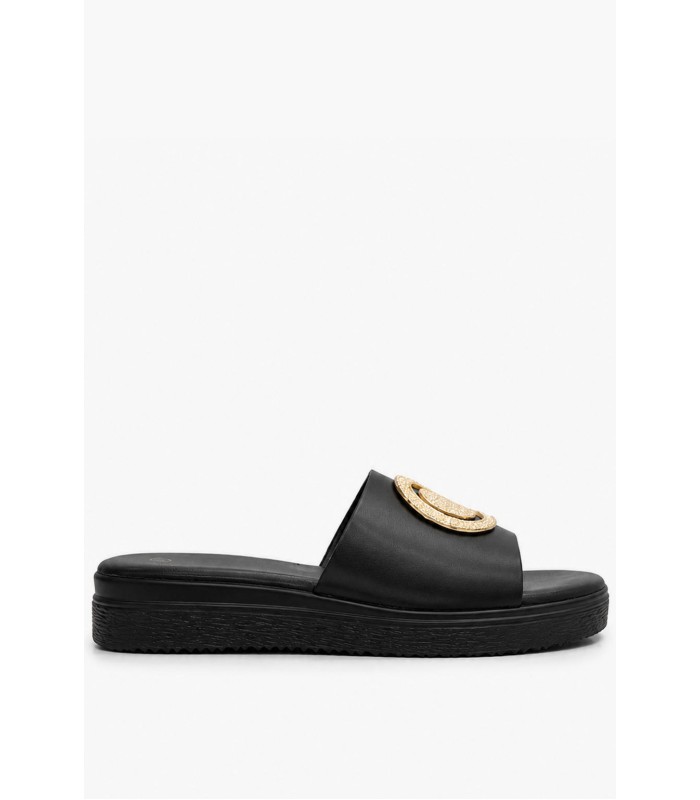Μαύρο flatform με χρυσό διακοσμητικό στοιχείο