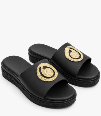 Μαύρο flatform με χρυσό διακοσμητικό στοιχείο