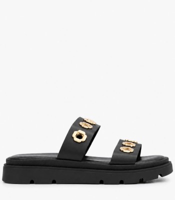 Μαύρο flatform με χρυσά διακοσμητικά στοιχεία