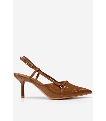 Caramel γόβα λουστρίνι slingback με λεπτά λουράκια