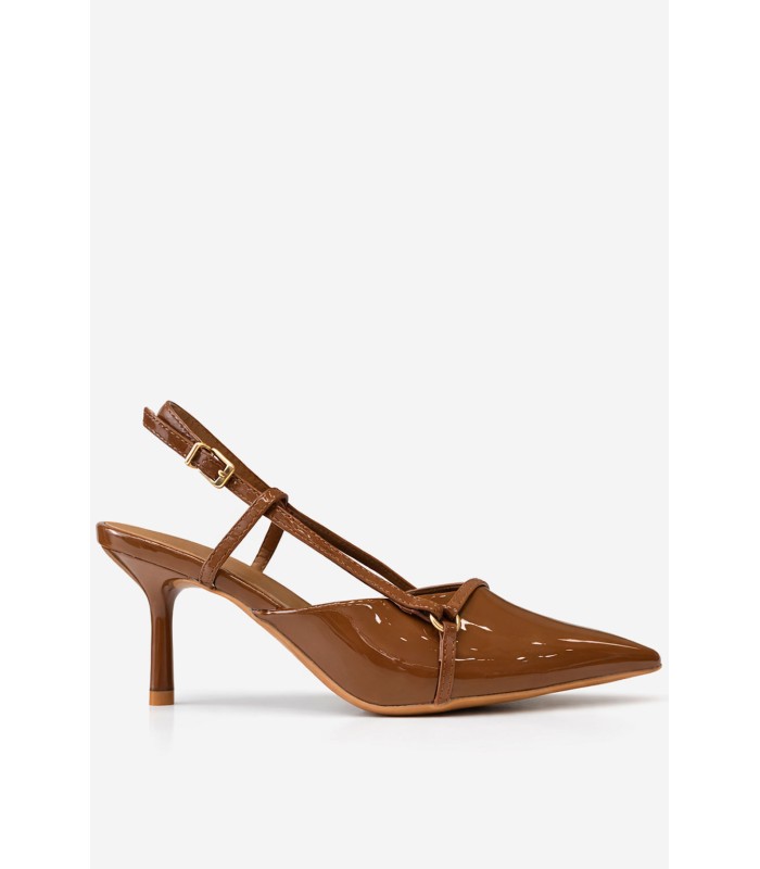 Caramel γόβα λουστρίνι slingback με λεπτά λουράκια