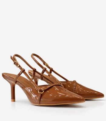 Caramel γόβα λουστρίνι slingback με λεπτά λουράκια