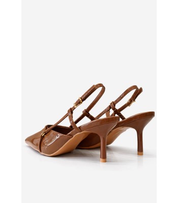 Caramel γόβα λουστρίνι slingback με λεπτά λουράκια