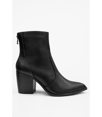 Μαύρο ankle boot με χοντρό τακούνι και μύτη