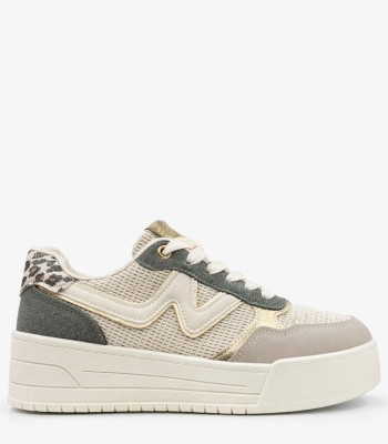 Μπεζ sneaker με πράσινες λεπτομέρειες