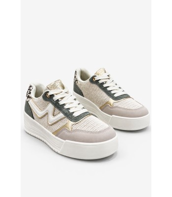 Μπεζ sneaker με πράσινες λεπτομέρειες