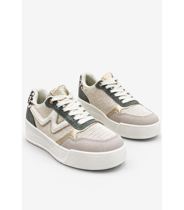 Μπεζ sneaker με πράσινες λεπτομέρειες