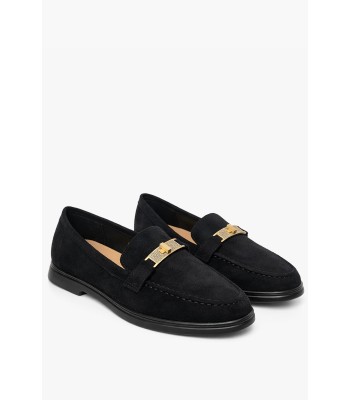 Μαύρο loafer καστόρι με χρυσή αγκράφα