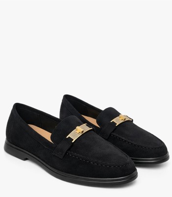Μαύρο loafer καστόρι με χρυσή αγκράφα