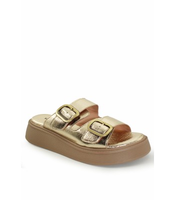 Flatform με διπλή αγκράφα και ενιαία σόλα σε χρυσό χρώμα