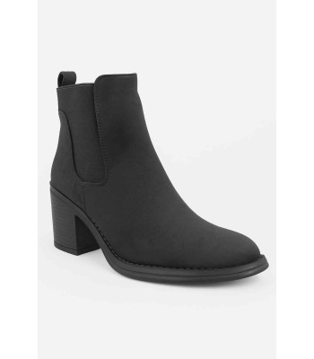 Μαύρο ankle boot με χοντρό τακούνι και ελαστικά πλαϊνά