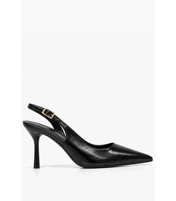 Μαύρες slingback γόβες με μυτερή γραμμή
