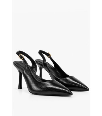 Μαύρες slingback γόβες με μυτερή γραμμή