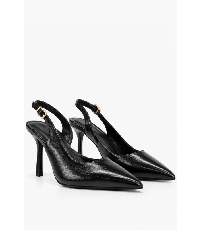 Μαύρες slingback γόβες με μυτερή γραμμή