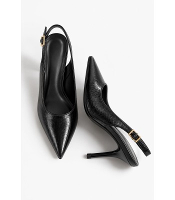 Μαύρες slingback γόβες με μυτερή γραμμή