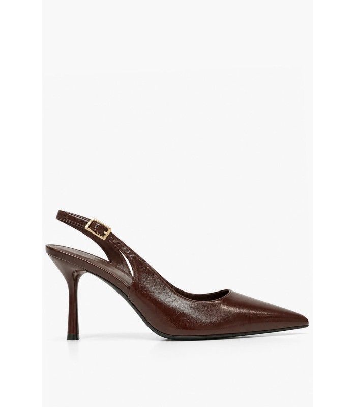 Καφέ slingback γόβες με μυτερή γραμμή