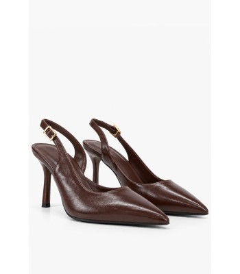 Καφέ slingback γόβες με μυτερή γραμμή