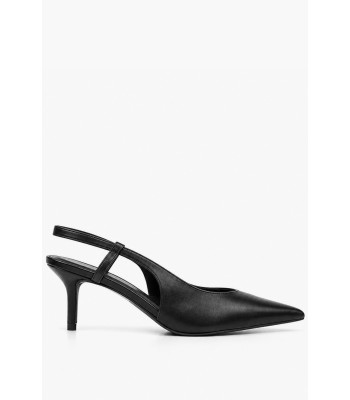 Μαύρες slingback γόβες με χαμηλό τακούνι