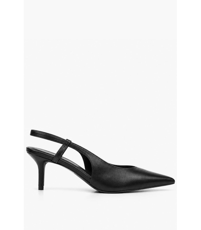 Μαύρες slingback γόβες με χαμηλό τακούνι