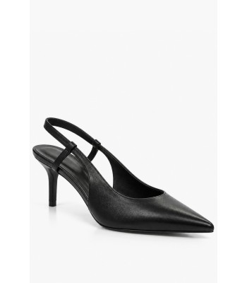 Μαύρες slingback γόβες με χαμηλό τακούνι