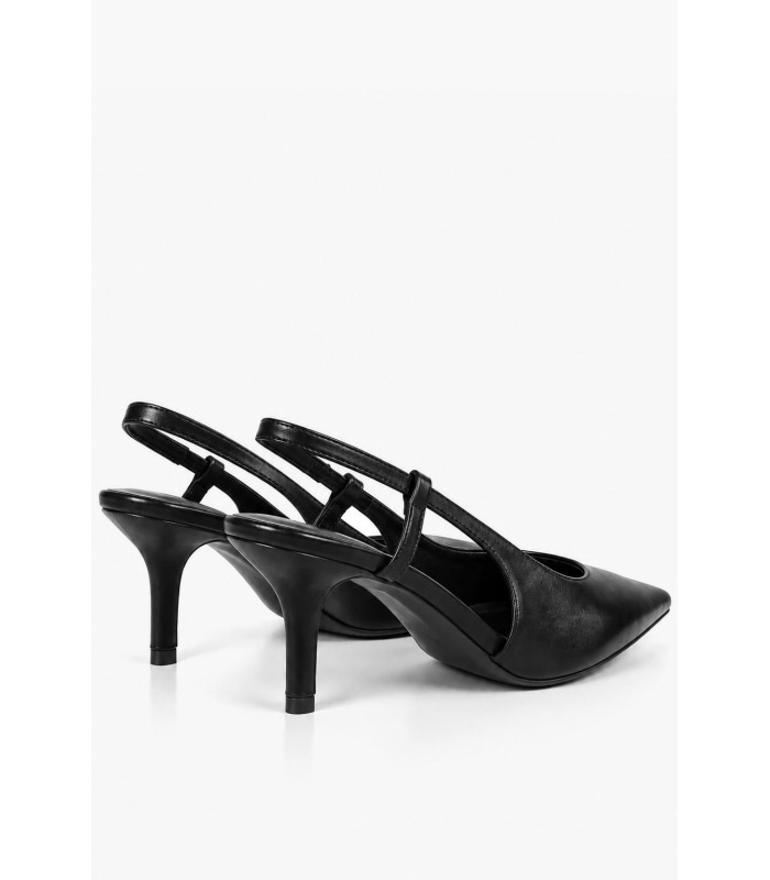 Μαύρες slingback γόβες με χαμηλό τακούνι