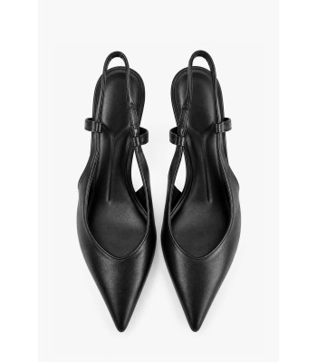 Μαύρες slingback γόβες με χαμηλό τακούνι
