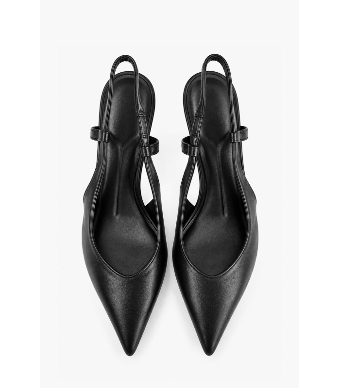 Μαύρες slingback γόβες με χαμηλό τακούνι