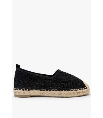 Μαύρη slip-on εσπαντρίγια με πλεκτό σχέδιο