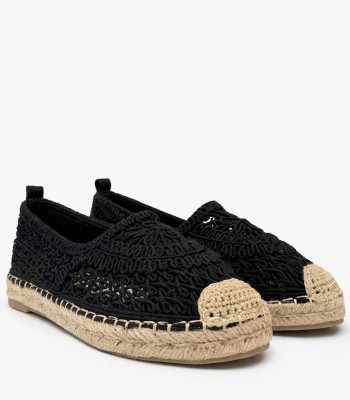 Μαύρη slip-on εσπαντρίγια με πλεκτό σχέδιο