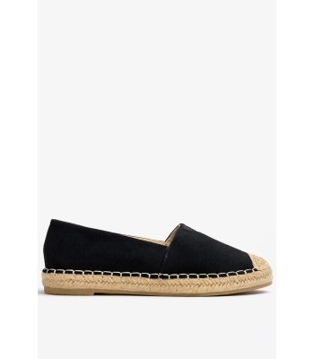 Μαύρες εσπαντρίγιες slip-on με ψάθινη σόλα