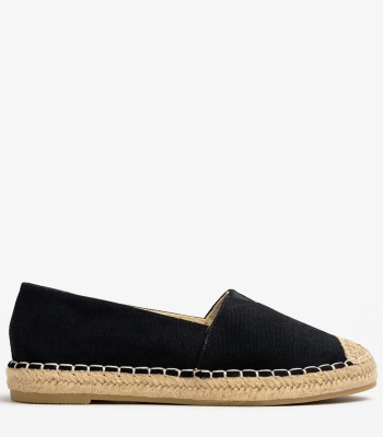 Μαύρες εσπαντρίγιες slip-on με ψάθινη σόλα