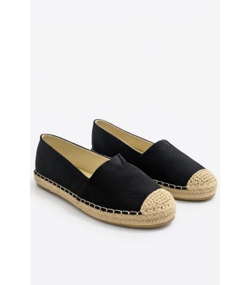 Μαύρες εσπαντρίγιες slip-on με ψάθινη σόλα