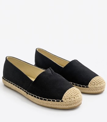Μαύρες εσπαντρίγιες slip-on με ψάθινη σόλα