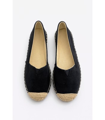 Μαύρες εσπαντρίγιες slip-on με ψάθινη σόλα