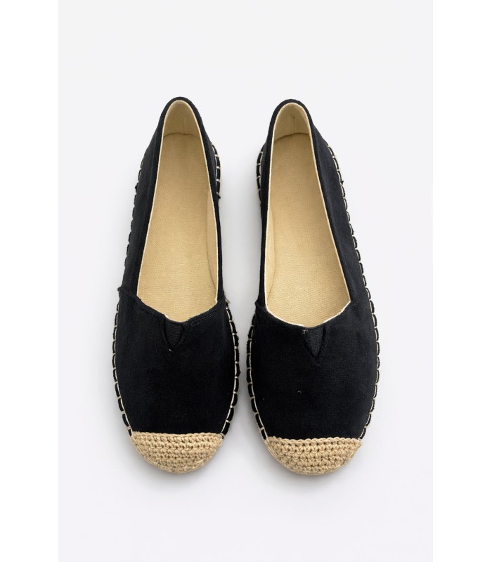 Μαύρες εσπαντρίγιες slip-on με ψάθινη σόλα