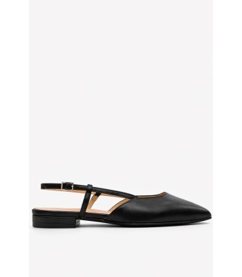 Μαύρα slingback flats με μυτερή μύτη