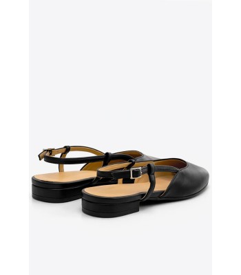 Μαύρα slingback flats με μυτερή μύτη