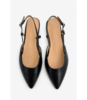 Μαύρα slingback flats με μυτερή μύτη