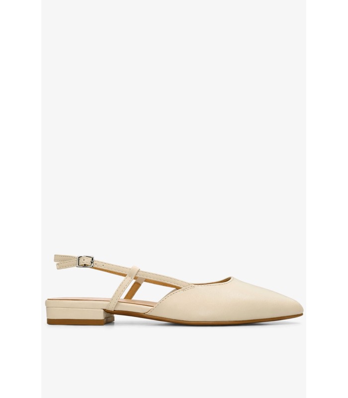 Μπεζ slingback flats με μυτερή μύτη